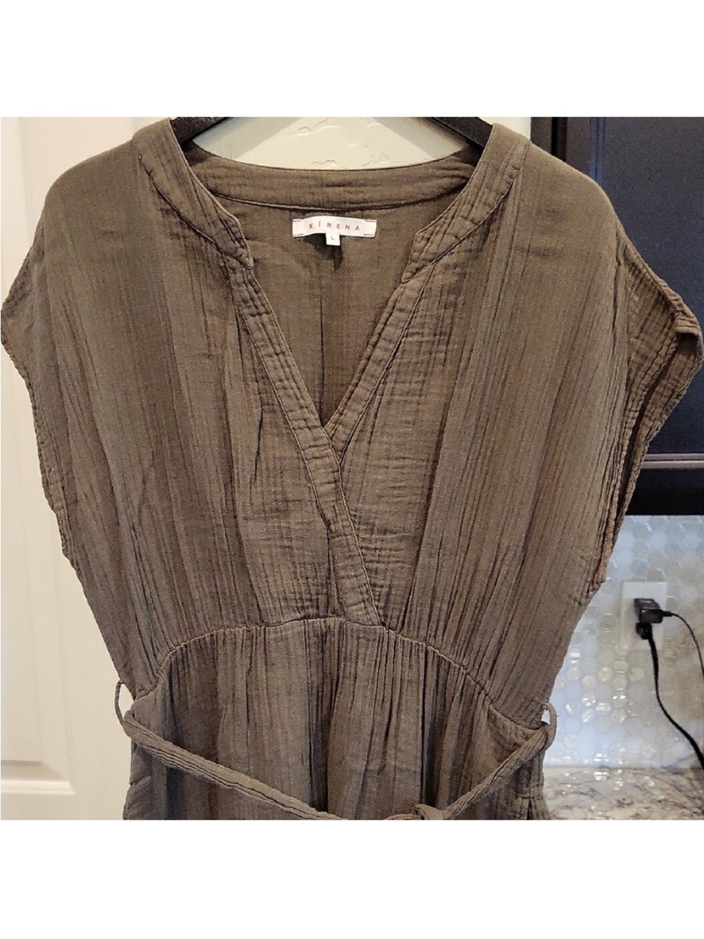 XiRENA 100% Cotton Drue Midi Tie Waist Dress sz large - Picture 5 of 8